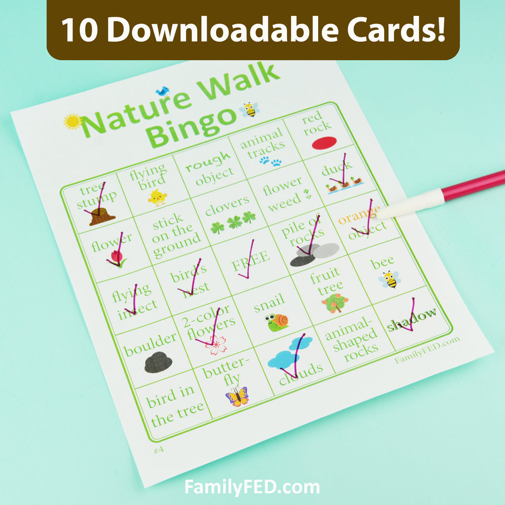 Nature Walk Bingo Game—10 Downloadable Cards for an Easy Outdoor Family Adventure and Nature Appreciation Field Trip
