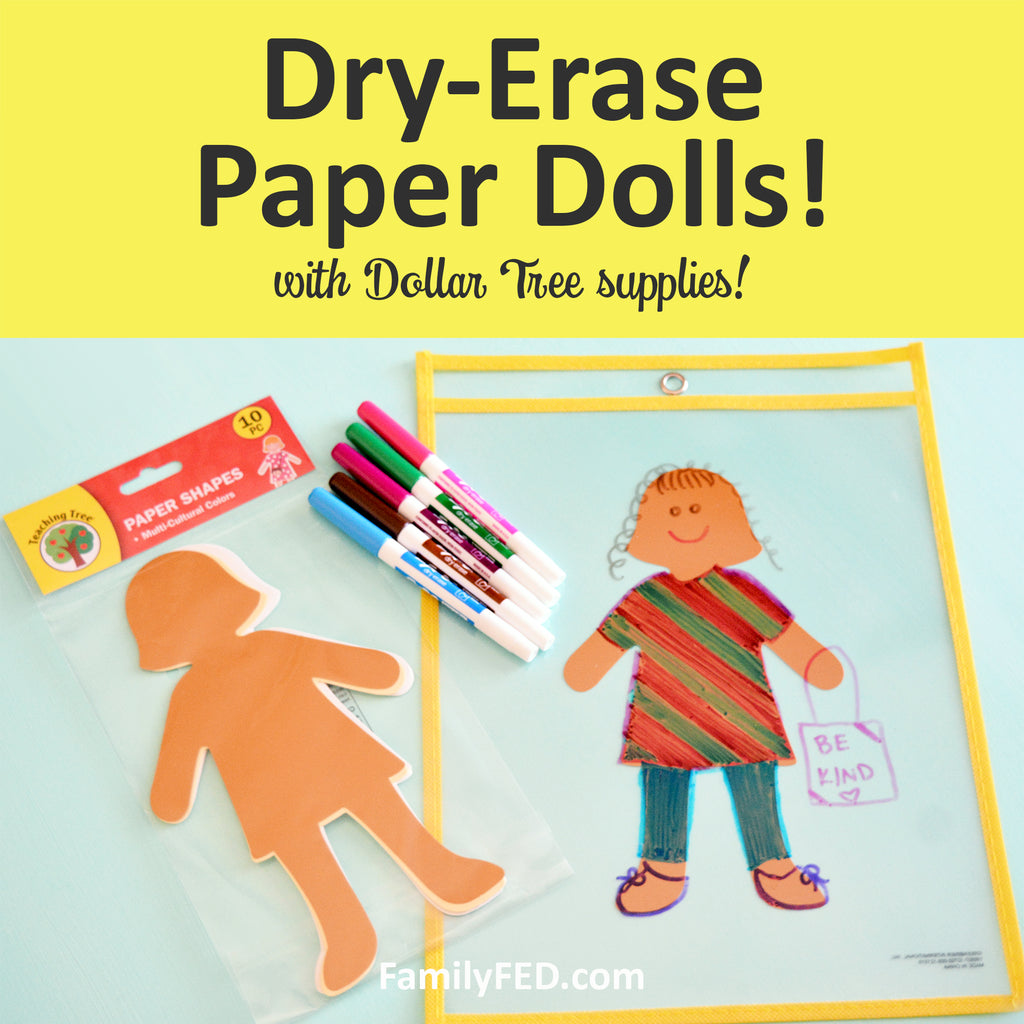 Dry-Erase Paper Dolls—Easy Party Idea, Car Activity, or Rainy-Day Play with Dollar Tree DIY