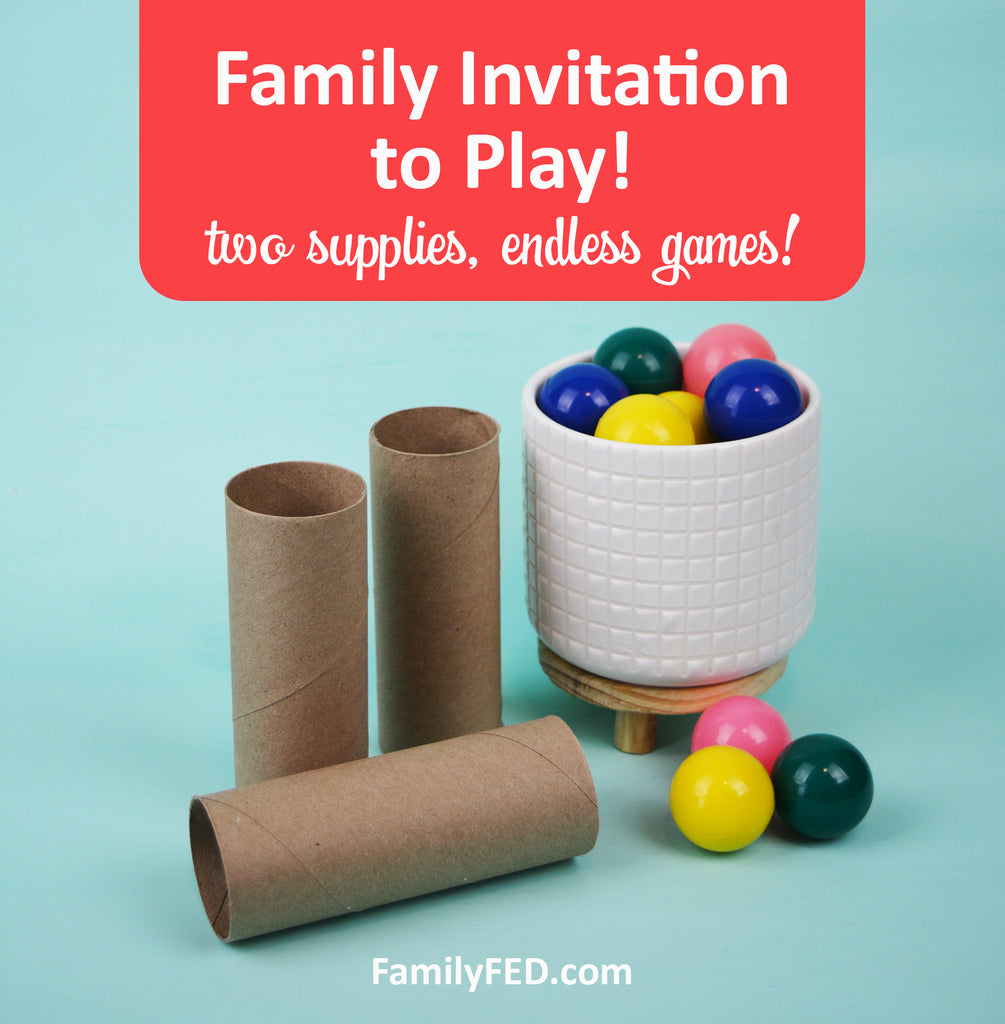 Family Invitation to Play: TP Rolls and Bouncy Balls